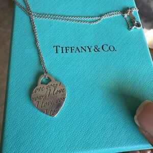Tiffany & Co. Sterling Silver 'I Love You' Heart Pendant Necklace - Silver